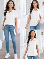 MK Shop Limited Polo Shirts for Women Business Casual Work Lapel Collared Tops V Neck Summer Golf Polos Tunic Blouse - Image 7