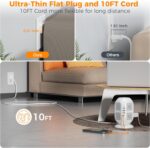 Tower Surge Protector Power Strip 10 ft, TESSAN Long Flat Extension Cord with Multiple Outlets, 8 AC Outlets with 4 USB Ports (1 USB C), Charging Station with Surge Protection, for Home Office Dorm - Image 3