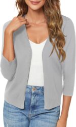 Urban CoCo Women's 3/4 Sleeve Shrugs Open Front Cropped Sweater Cardigan - Image 4