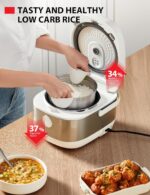 TOSHIBA Induction Heating Rice Cooker - Low Carb, Low Sugar, Digital Steamer, 5.5 Cups (Uncooked), 8 Cooking Functions, 24H Timer & Auto Keep Warm, Silvery white - Image 5