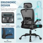 FelixKing Ergonomic Office Chair, Headrest Desk Chair with Adjustable Lumbar Support, Home Office Swivel Task Chair with High Back and Armrest, Adjustable Height Gaming Chair(Black) - Image 9