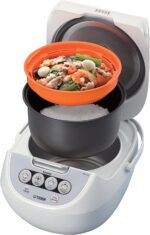 TIGER JBV-A10U 5.5-Cup (Uncooked) Micom Rice Cooker and Warmer with Tacook Food Steamer Cooking Tray Technology, White - Image 5
