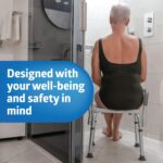Medline Shower Chair for Inside Shower, Heavy Duty, 350 lb Capacity, Adjustable Height, Non-Slip Seat with Padded Armrests & Back, White - Image 3