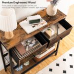 HOOBRO 29.5" Narrow Console Table with 2 Fabric Drawers, Sofa Table, Small Entryway Table with 3-Tier Storage Shelves, Behind Couch Table, for Living Room, Hallway, Rustic Brown and Black BF72XG01 - Image 8