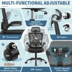 FelixKing Ergonomic Office Chair, Headrest Desk Chair with Adjustable Lumbar Support, Home Office Swivel Task Chair with High Back and Armrest, Adjustable Height Gaming Chair(Black) - Image 11