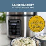 West Bend Rice & Grain Multi Cooker Programmable with 9 Preset Functions, Features Delay Start and Keep Warm Functions and Steam Basket, 20 Cups Cooked, Stainless Steel - Image 5
