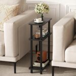 Apicizon Small Narrow Side Table, 3-Tier Skinny End Table with Storage Shelf, Slim Nightstand Bedside Table for Small Spaces, Living Room, Bderoom, Black - Image 2