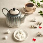 Sweese Ceramic Teapot, Beaded Retro Flower Glaze, 1100ml/37 oz Large Tea Pot for Loose Tea or Bags, Enough for 4 Cups, Nebula Blue - Image 4