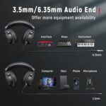 FIFINE Studio Monitor Headphones for Recording-Over Ear Wired Headphones for Podcast Monitoring, Streaming Comfortable Equipment with Detachable Cables 3.5mm or 6.35mm Jack, Black, on PC/Mixer-H8 - Image 5