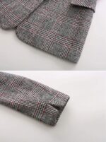 ebossy Women's Notch Lapel 2 Button Boyfriend Blazer Suit Houndstooth Plaid Jacket Coat - Image 6