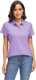 MAGCOMSEN Women's Polo Shirts UPF 50+ Sun Protection 4 Buttons Casual Work Quick Dry Short Sleeve Collared Golf Shirt - Image 3
