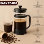 Utopia Kitchen 34 Ounce 1 Liter French Press Coffee Maker, Tea Maker, Travel Coffee Presses, Heat Resistant Thickened Borosilicate Coffee Pot for Camping Travel Gifts, Black Pack of 1 - Image 3