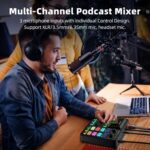 PUPGSIS Gaming Audio Mixer, Audio Interface for PC/Podcast/Streaming, Sound Board with 3.5mm/XLR Mic Input, 48V Phantom Power, Voice Changer, Live Sound Card with DJ Mixer Effects/Bluetooth/4 Channel - Image 4