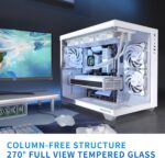 MUSETEX ATX PC Case, 360MM RAD Support, 3 x 120mm Non-ARGB Fans Pre-Installed, 270° Full View Tempered Glass Gaming PC Case with Type-C, Mid Tower ATX Computer Case, White, Y6 - Image 3