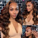 28 Inch 13x6 Ombre Lace Front Wigs Human Hair 200 Density 1B/30 Highlight Ombre 13x6 HD Transparent Lace Front Wigs Human Hair Colored Balayage Wig Body Wave Human Hair Wigs for Women - Image 3