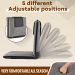 2 Pcs Adjustable Floor Chair with Back Support, Padded Seat, Portable, Meditation Cushion, Fully Folding Backrest for Adult, Kid, Gaming - Linen Washable Cover, Nylon Bottom (Gray, Black) - Image 4