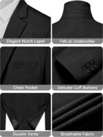 MAGE MALE Men's One Button Suit Jacket Elegant Solid Color Blazers Slim Fit Lightweight Sport Coats Blazer - Image 5