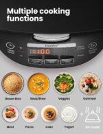 COMFEE' Rice Cooker, Japanese Large Rice Cooker with Fuzzy Logic Technology, 11 Presets, 10 Cup Uncooked/20 Cup Cooked, Auto Keep Warm, 24-Hr Delay Timer - Image 3