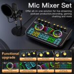 Podcast equipment bundle, with live sound card audio mixer, equipped with 3.5mm microphone, podcast microphone bundle for streaming content creation, recording, singing, and live broadcasting - Image 3