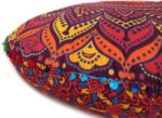 CRAFT KALA Large Hippie Floor Pillow Cover Mandala Meditation Cushion Case Pouf Cover Round Poufs Cover Bohemian Floor Cushion Cover Outdoor Fireplace Yoga Living Room Decor 32" New Orange Ombre - Image 4