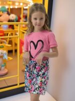 Kids Girl Clothes Heart Print Short Sleeve Top and Shorts Cute Girl Summer Outfits Short Set - Image 5