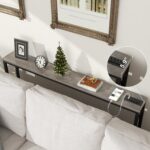 Tohomeor 5.9" Skinny Behind Sofa Console Table with Charging Station 47.2" Narrow Long Behind Couch Table with Power Outlets USB Ports Thin Entry Table for Entryway Living Room Hallway Retro Grey - Image 5