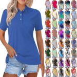 Golf Clothes for Women Short Sleeve Polo Shirts Lightweight Dry Fit Tshirts V Neck Collared Workout Blouses - Image 2