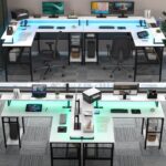 Unikito L-Shaped Desk with LED Strip and Power Outlets, Reversible Corner Computer Desk with Monitor Stand and Storage Shelf, Modern L-Shaped Gaming Table, Home Office Desk with USB Ports, White - Image 7