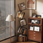 5-Tier Metal Geometric Bookshelf – Modern Narrow Floor Bookcase, Space-Saving Organizer for Living Room, Bedroom, Office, Corner – Black - Image 5