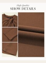 Dokotoo Womens Tops Business Casual Outfits Long Sleeve Shirts Mock Neck Twist Knot Slim Fit Soft Stretch Tees Blouses - Image 6