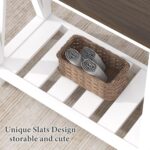 ChooChoo Farmhouse End Table, Narrow Side Table, Slim End Table with Storage Shelf for Small Spaces, Rustic Nightstand, for Living Room, Bedroom White - Image 8