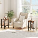 HOOBRO Side Table with Charging Station, Set of 2 End Tables with USB Ports and Outlet, Nightstand with 2-Tier Storage Shelf, for Living Room, Bedroom, Small Space, Rustic Brown and Black BF91UBZP201 - Image 3