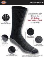 Dickies Men's Dri-Tech Original Moisture Control Crew Socks, Available in M-XXL (6, 12, 18 Pairs) - Image 4