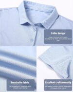 5 Pack Women's Polo Shirts Short Sleeve 3 Buttons Collared Uniform Tops Moisture-Wicking T-Shirts for Work & Casual - Image 5