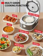 TOSHIBA Induction Heating Rice Cooker - Low Carb, Low Sugar, Digital Steamer, 5.5 Cups (Uncooked), 8 Cooking Functions, 24H Timer & Auto Keep Warm, Silvery white - Image 3