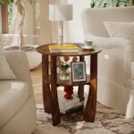 Round End Table with Storage Shelf,3 Tier Modern Side Table, Sofa Recliner Side Table,Accent Coffee Table,Nightstand for Living Room Bedroom for Small Spaces,19.7" D x 21.7" H - Image 3