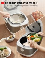 TOSHIBA Induction Heating Rice Cooker - Low Carb, Low Sugar, Digital Steamer, 5.5 Cups (Uncooked), 8 Cooking Functions, 24H Timer & Auto Keep Warm, Silvery white - Image 4