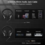 Wired Over Ear Headphones, Studio Monitor & Mixing DJ Headphones with 50mm Neodymium Drivers and 1/4 to 3.5mm Jack for Guitar AMP Podcast Piano Keyboard (Black) - Image 7