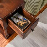 Narrow End SideTable with Drawer and Storage Shelf, Solid Wood Sofa Tables, Slim Beside Table-, Telephone for Small Spaces, Living Room, 22"L x 13"W x 22.7"H No-tools Assembly Dark Walnut BBJ004DWA - Image 7