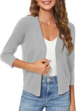 Urban CoCo Women's 3/4 Sleeve Shrugs Open Front Cropped Sweater Cardigan - Image 3
