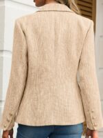 ELLEVEN Women's Tweed Blazers Business Casual - Long Sleeve Double Breasted Jackets Open Front Work Suits - Image 3