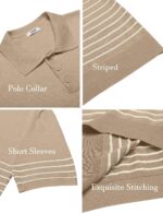 COOFANDY Men's Knit Polo Shirts Short Sleeve Striped Golf Polo Shirts Lightweight Casual Collared T Shirt - Image 7