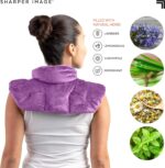 Sharper Image Heated Neck & Shoulder Wrap - Microwavable Warm & Cooling Plush Pad, Scented Aromatherapy (100% Natural Lavender & Herb Spa Blend), Pain Tension Headache Relief Therapy, Gift for Women - Image 5
