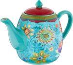 Tunisian Sunset Ceramic Teapot – 40 oz. Blue Floral Boho Teapot with Lid, Bright Multicolor Folk-Inspired Design for Tea Lovers, Entertaining & Eclectic Kitchen or Gift Giving - Image 4
