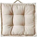 Verpert Square Thick Floor Seating Cushions,Solid Thick Tufted Cushion Meditation Pillow for Sitting on Floor,Tatami Pad for Guests or Kids Reading Nook,Yoga Living Room Sofa Balcony Outdoor (Beige) - Image 3