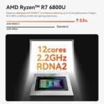 Beelink SER5 Max Mini PC, AMD Ryzen 7 6800U (up to 4.7GHz, 8C/16T), 32G LPDDR5 RAM 1TB M.2 PCIe4.0 SSD Mini Desktop Computers, Micro PC 4K Triple Display/WiFi 6/BT5.2, Office/School/Gaming - Image 4