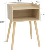 MaxSmeo Nightstand, Mid Century Modern Side Table Bedroom with Storage, Small End Bedside Table with Solid Wood Legs for Living Room, Office Small Spaces (Natural) - Image 4