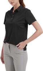 Idtswch Women's Polo Shirts UPF 50+ Casual Work Quick Dry 4 Buttons Short Sleeve Collared Golf Shirt XS-4XL - Image 3