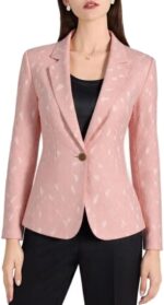 Beninos Womens Long Sleeve Lightweight Office Work Suit Jacket Blazer (1908 Pink, XL) - Image 4