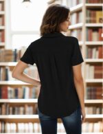 Women's Polo Shirts Collared Work Tops Short Sleeve Business Casual Dressy Blouses Summer Tops with Pocket - Image 6